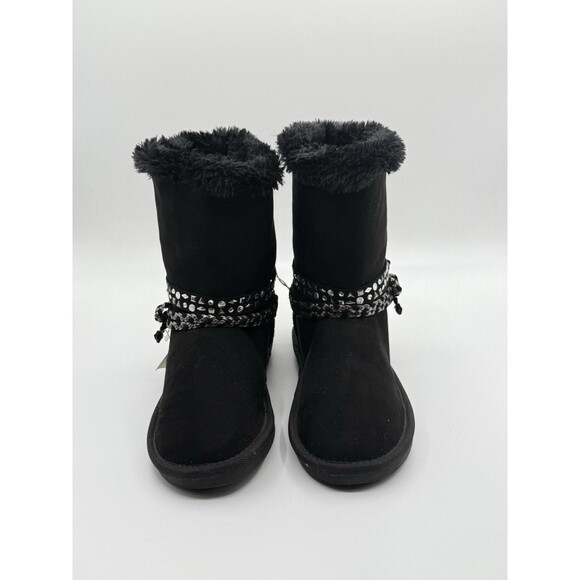 Justice Girls “Ugg” Tassels Fur‎ Lined Boots Y2K Old Stock  Black 7 NWT - Picture 2 of 4